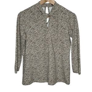 J. McLaughlin Womens Catalina Cloth Maybelle Twist Neck Top XS Cream Neutral Dot